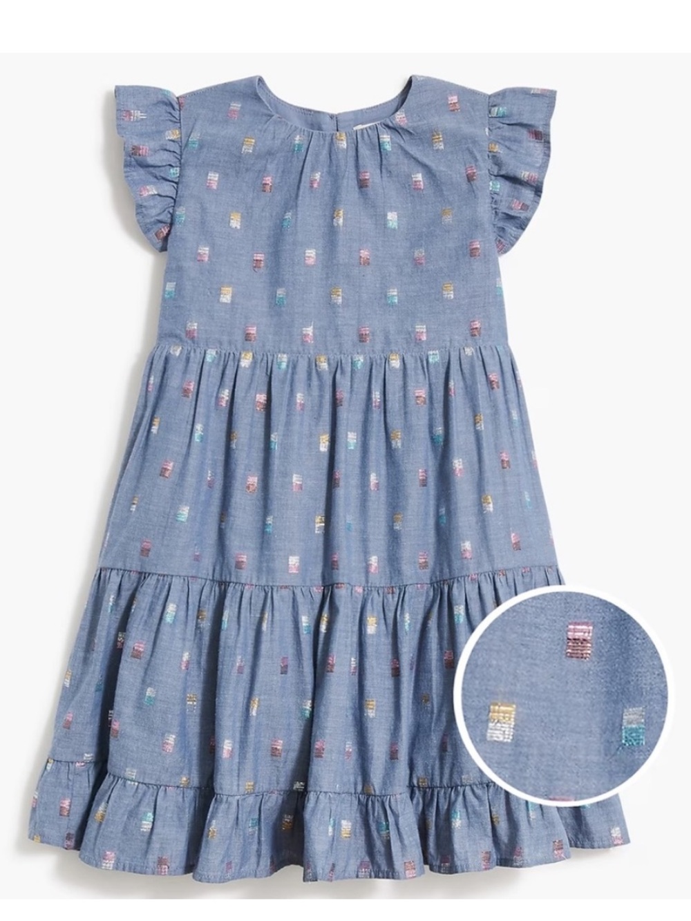 Crewcuts Chambray Dress with Metallic Design Sz 4
